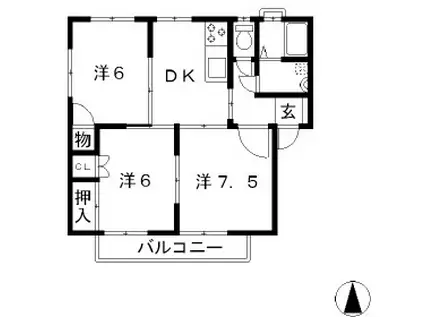 レジデンス葦(3DK/1階)の間取り写真