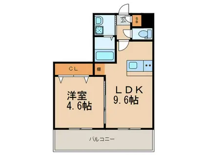 ランドマーク香椎駅前(1LDK/2階)の間取り写真