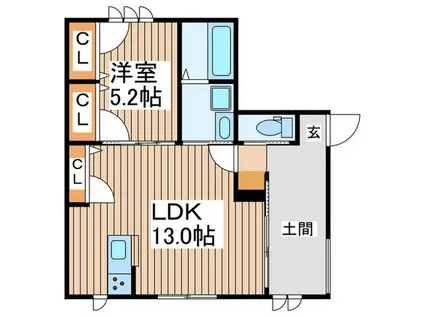 中央林間2丁目アパート(1LDK/1階)の間取り写真