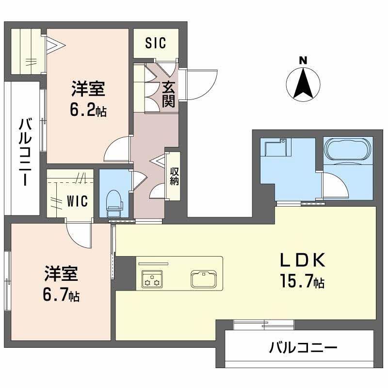 シャーメゾン西大寺南(2LDK/3階)の間取り写真