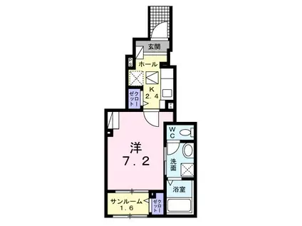 ブリュームI(1K/1階)の間取り写真