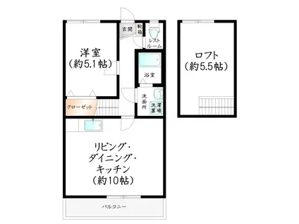 BLANC NOIR UMI B(1LDK/2階)の間取り写真