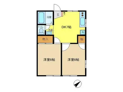 カーサスズキ(2DK/1階)の間取り写真