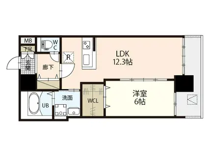 ALBERO GRANDE 城北(1LDK/9階)の間取り写真