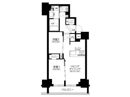 シティハウス目黒ザ・ツイン(2LDK/11階)の間取り写真