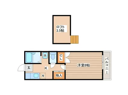 カレンハウス(1K/2階)の間取り写真