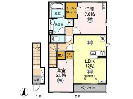 SAKURA202(2LDK/2階)の間取り写真