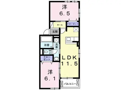 PALAZZO ETERNO(2LDK/2階)の間取り写真