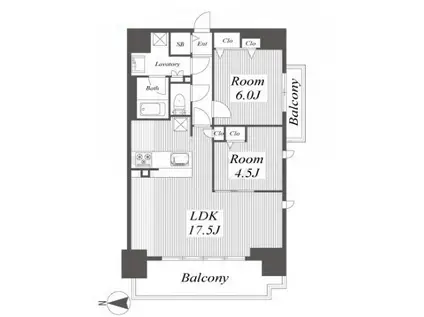 プレサンスロジェ泉(2LDK/11階)の間取り写真
