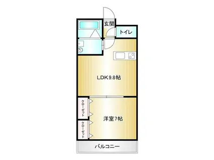 ライフマンション飯塚(1LDK/3階)の間取り写真