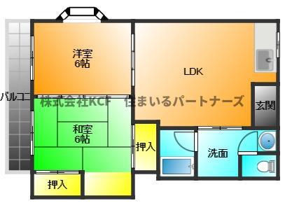 シャロム大善寺(2LDK/1階)の間取り写真