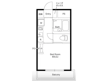 ドム都立大(1K/4階)の間取り写真