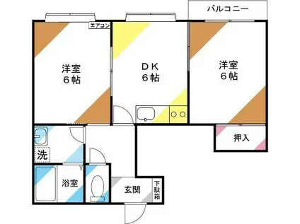 ルミナス大宮(2DK/2階)の間取り写真