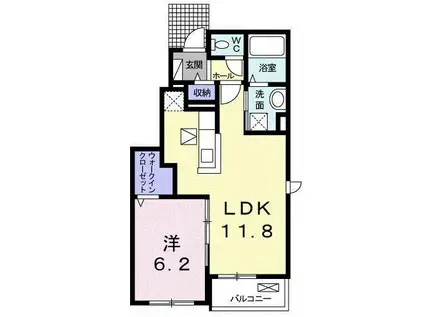 シンセリティ エムII B(1LDK/1階)の間取り写真