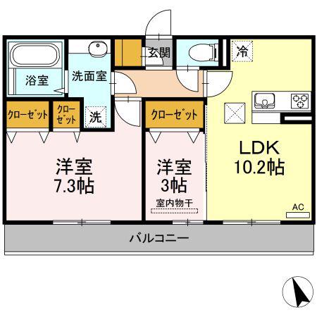 ノブレス(2LDK/1階)の間取り写真