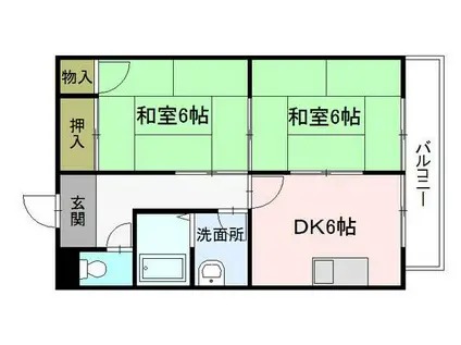 津田野ビル(2DK/2階)の間取り写真