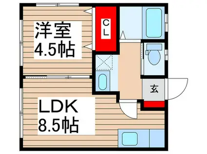 フリーダム(1LDK/2階)の間取り写真
