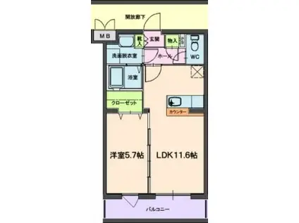 ジュリアーノII(1LDK/1階)の間取り写真