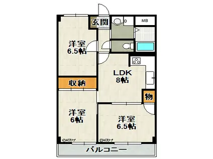ソセイ末広(3LDK/4階)の間取り写真