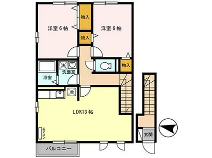 サウスクリスタルII(2LDK/2階)の間取り写真