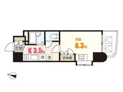 グランドール西原(1K/10階)の間取り写真