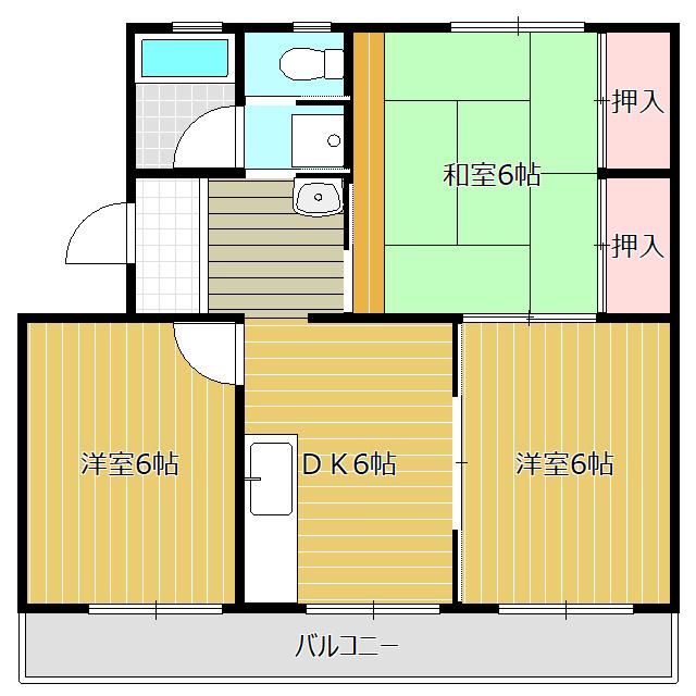 蔵敷マンション(3DK/3階)の間取り写真