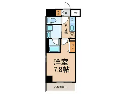 若松河田ステーションレジデンス(1K/5階)の間取り写真