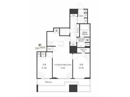 富久クロスコンフォートタワー(2LDK/3階)の間取り写真