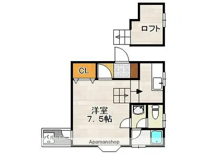 パオ堤II(ワンルーム/2階)の間取り写真