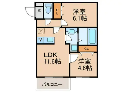 PEARL ANNEX(2LDK/3階)の間取り写真