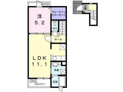 アムカス中根(1LDK/2階)の間取り写真
