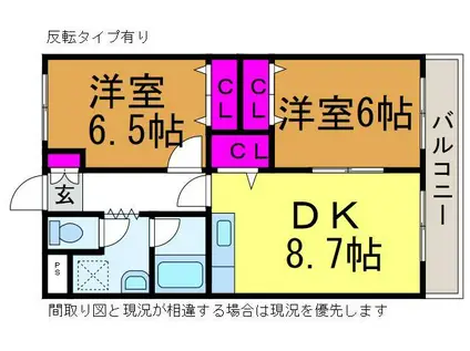オーベルジュ紫竹山II(2DK/2階)の間取り写真