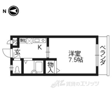 プリオール京都(1K/4階)の間取り写真