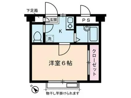 ドミール上池台(1K/1階)の間取り写真