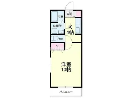 コーポ千里II(1K/1階)の間取り写真