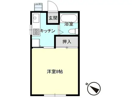 うぐいすハイツ(1DK/1階)の間取り写真