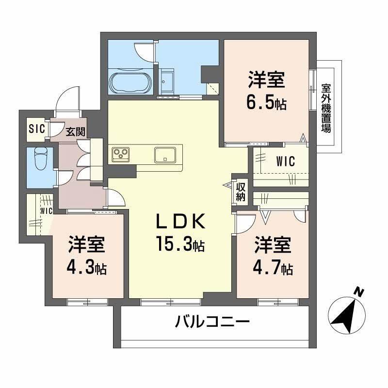 シャーメゾン上大利レジデンス(3LDK/3階)の間取り写真
