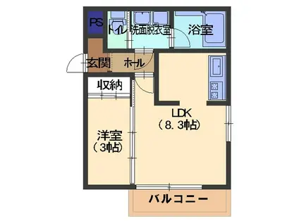 PRIMO BENE(1LDK/3階)の間取り写真