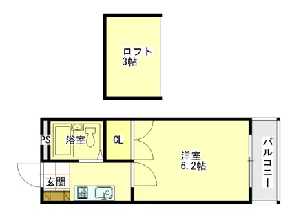 ロフティー高槻(1K/2階)の間取り写真