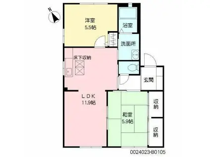 AXISⅡB棟(2LDK/1階)の間取り写真