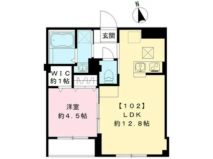 リビエール水神(1LDK/3階)の間取り写真