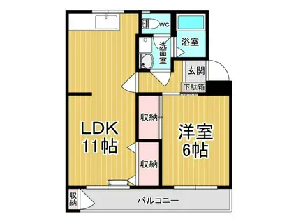 アワノハイツ(1LDK/2階)の間取り写真