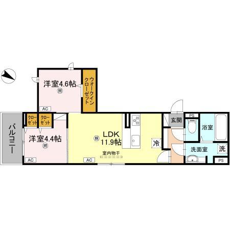 秀豊5号館(2LDK/3階)の間取り写真