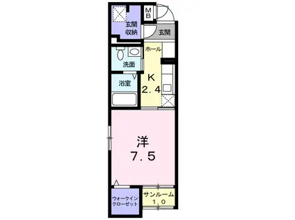 ディオーネ・ジエータ大日(1K/1階)の間取り写真