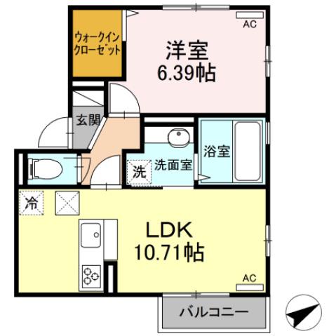 ロイヤルレジデンスB(1LDK/1階)の間取り写真