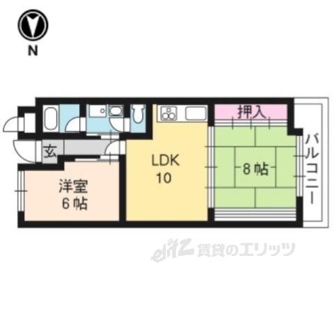 イヌイ星の子ハイツ(2LDK/5階)の間取り写真