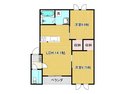 プリマ白金C(2LDK/1階)の間取り写真