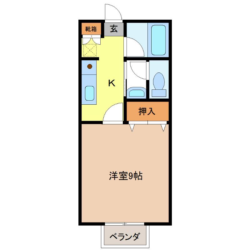 ディンプル島田(1K/1階)の間取り写真
