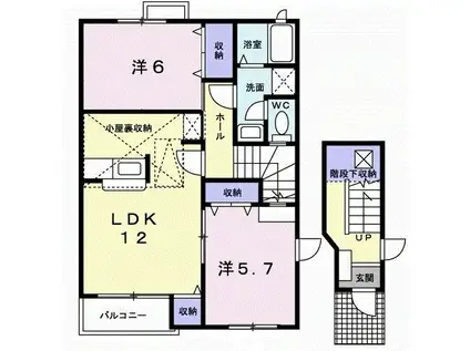 ヴィラ・マリーンB(2LDK/2階)の間取り写真