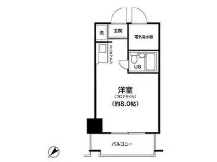 モンテベルテ築地(ワンルーム/3階)の間取り写真